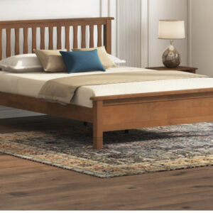Raynor Solid Wood Queen Size Bed Without Storage (Amber Walnut Finish)