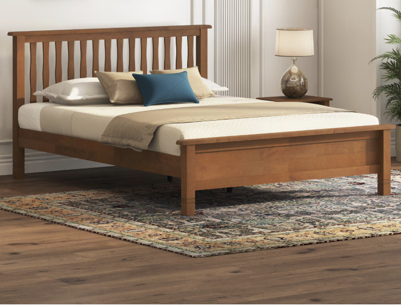 Raynor Solid Wood Queen Size Bed Without Storage (Amber Walnut Finish)