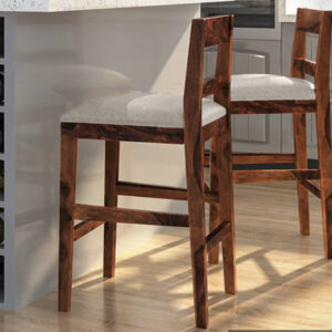 Solid Wood Bar Stool (Teak Finish, Brown Colour)